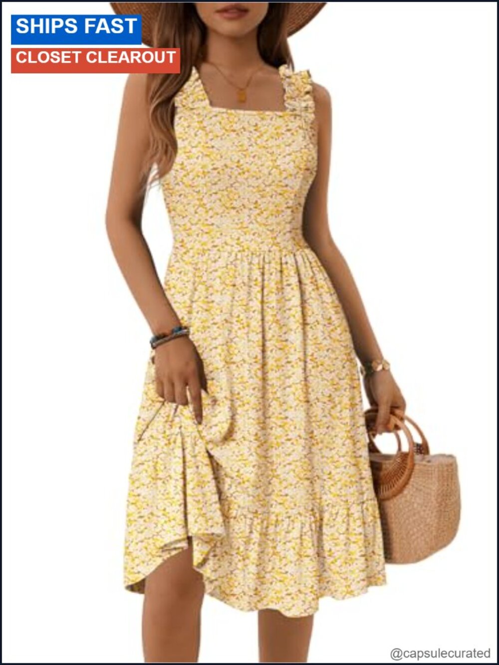 ZABERRY Women's Square Neck Sleeveless Midi Floral Sundress